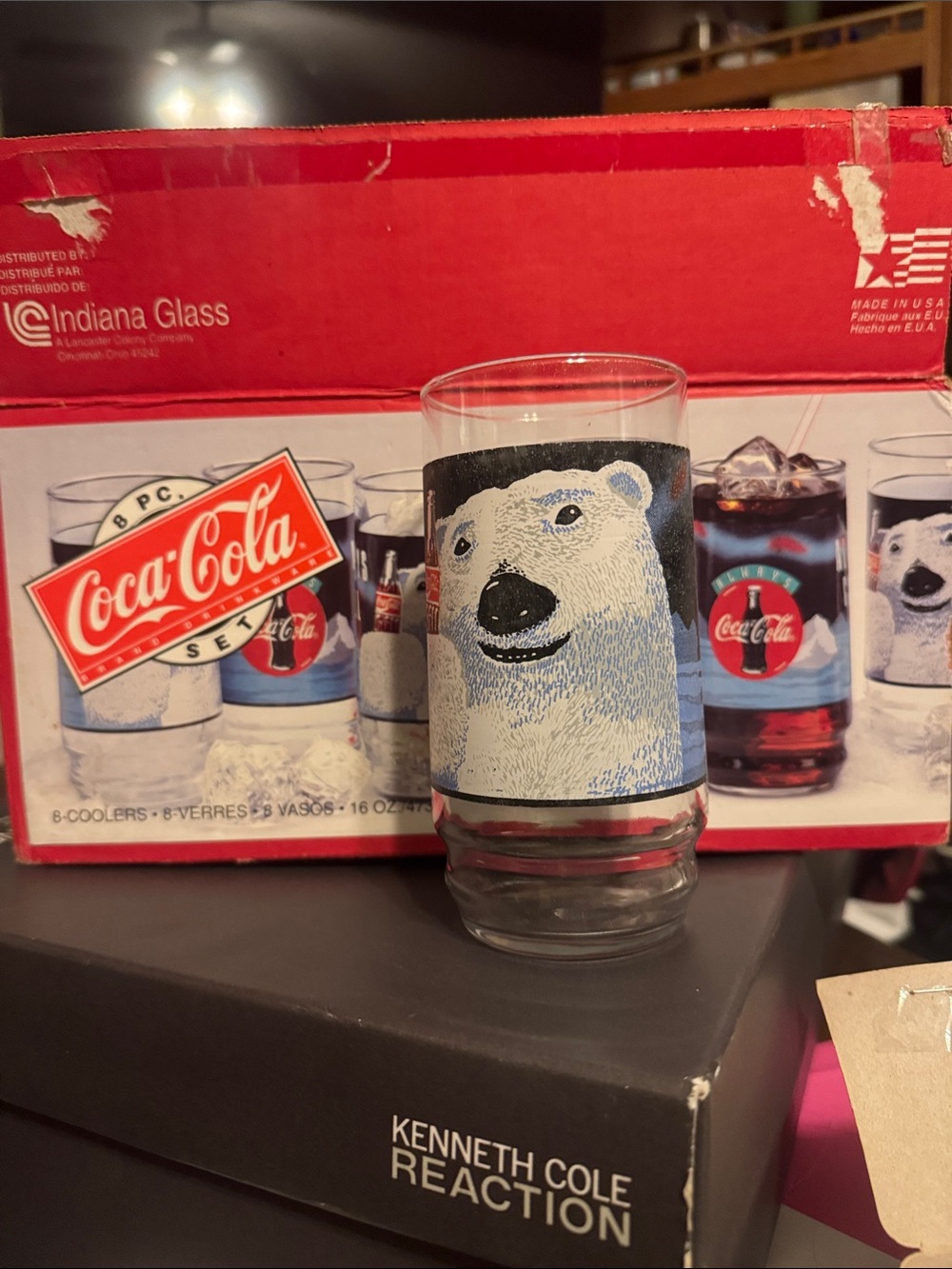 Vintage Coca-Cola Polar Bear 8pc Glass set w original box!